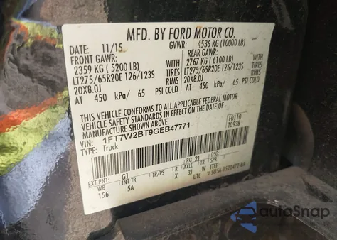 2016 Ford F-250 Lariat z USA, uszkodzony, nr VIN 1FT7W2BT9GEB47771